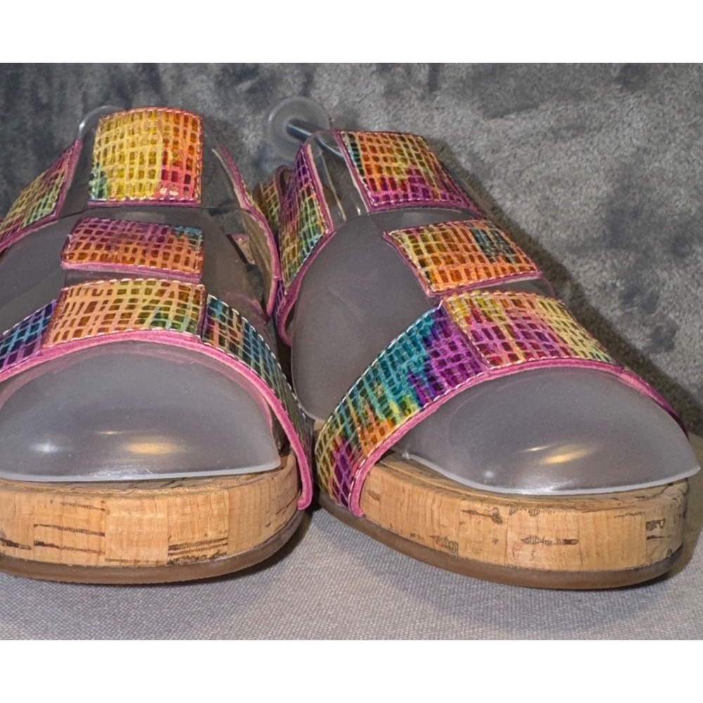 Vaneli Kinna Slingback Wedge Sandal Multi Rainbow Size 8M dopamine artsy vibe - Picture 3 of 11
